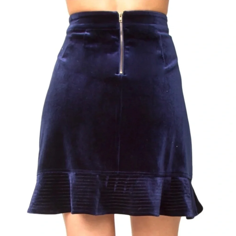 Navy fall winter Sugar Lips mini skirt ruffles velour